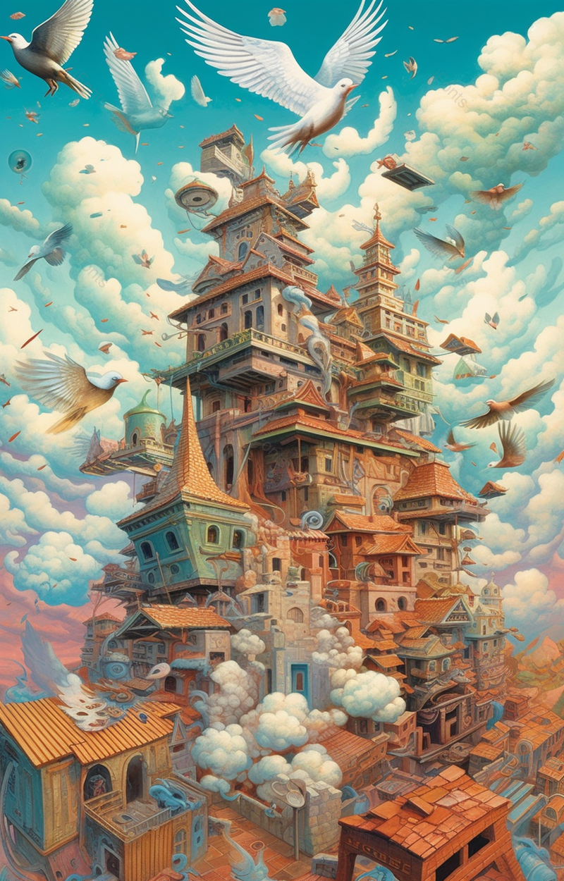 春天夏天白鸽白鸟鸟群飞翔在高楼的四周背景插画,插画/手绘图,插画/手绘图库,插画/手绘图下载,插画/手绘